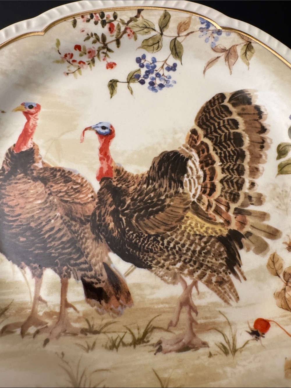 NWOT 4pc Potter's Studio Scalloped Stoneware  Turkey Salad Plates - 8.25" - Picture 8 of 10